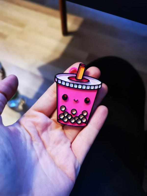 bubble bobba tea keychain magnet