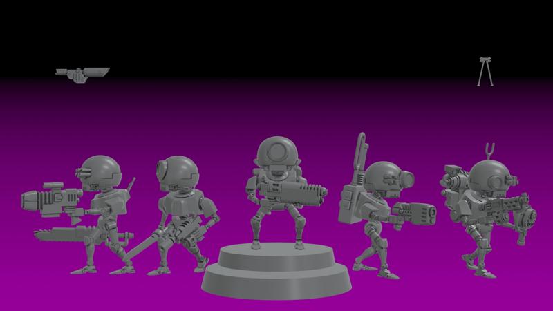 ENGINE CULT SERVOCORES - ASSISTANT DROID SQUAD -MONOPOSE- 28mm