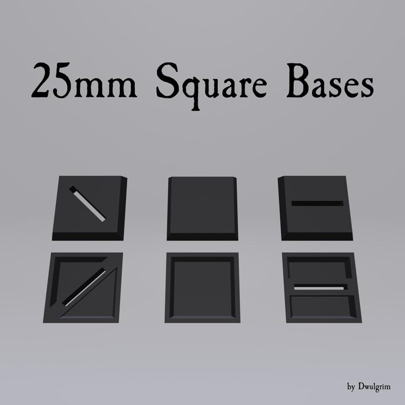 25mm Square Bases (Normal, Slotted, Diagonally Slotted)