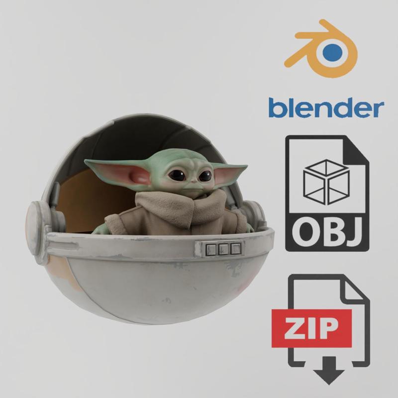 Grogu The Child Mandalorian Textured Model