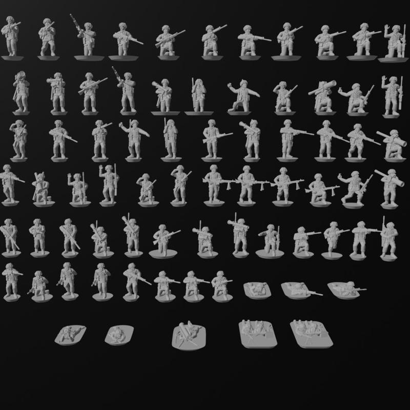 10/15mm British Infantry Company in Helmets & Berets (1980s) with L1A1 SLRs, L7A2 GPMGs, M72 "66mm Anti-Tanks," 84mm Carl Gustav Anti-tanks, MILAN 2 ATGM, Blowpipe MANPADs, Sterling SMG, 2" Mortar and 82mm Mortar (200 models) CW-GB-1