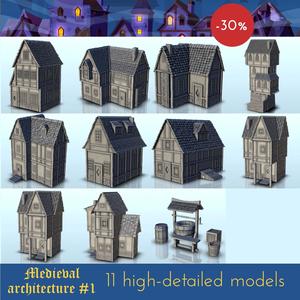 Medieval architecture pack No. 1 - Medieval Gothic Feudal Old Archaic Saga 28mm 15mm