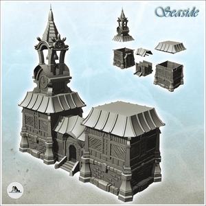 Medieval public building with tower and access staircase (18) - Pirate Jungle Island Beach Piracy Caribbean Medieval Skull Renaissance