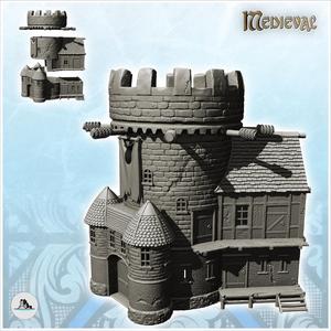 Castellum with stone watchtower and dwelling houses (6) - DnD Wargaming Medieval War of the Rose Saga