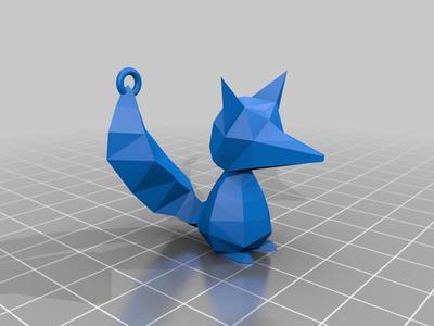low poly fox keychain