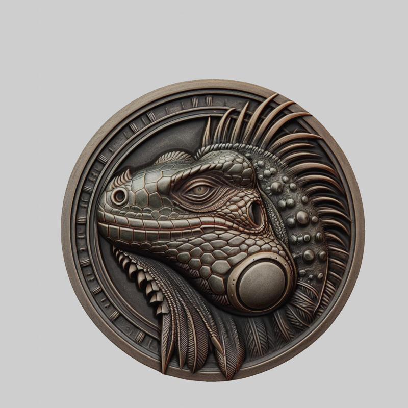Iguana Animal Head Iguana Animal Medallion for CNC Router Laser & 3D Printer