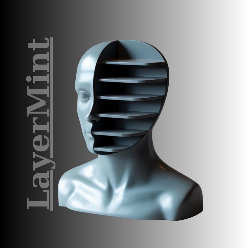 Modern Half Face Bust Desk Organizer | Artistic 3D Printable Sculpture STL File