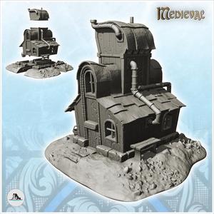 House with floor and pipes with rounded windows (1) - Medieval Gothic Feudal Old Archaic Saga 28mm 15mm