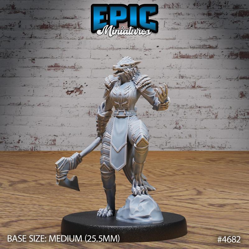 Werewolf Armored Female Axe ‧ DnD Miniature ‧ Tabletop Miniatures ‧ Gaming Monster ‧ 3D Model ‧ RPG ‧ DnDminis ‧ STL FILE