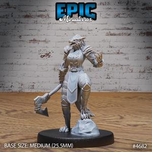 Werewolf Armored Female Axe ‧ DnD Miniature ‧ Tabletop Miniatures ‧ Gaming Monster ‧ 3D Model ‧ RPG ‧ DnDminis ‧ STL FILE