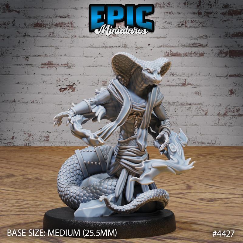 Cobra Folk Warrior Magic ‧ DnD Miniature ‧ Tabletop Miniatures ‧ Gaming Monster ‧ 3D Model ‧ RPG ‧ DnDminis ‧ STL FILE