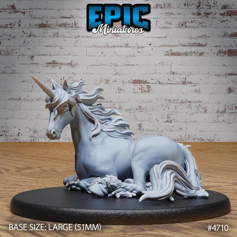 Unicorn Classic Resting ‧ DnD Miniature ‧ Tabletop Miniatures ‧ Gaming Monster ‧ 3D Model ‧ RPG ‧ DnDminis ‧ STL FILE