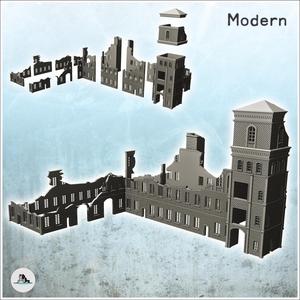 Large modern multi-storey brick industrial plant with chimney (destroyed version) (14) - Modern WW2 WW1 World War Diaroma Wargaming RPG Mini Hobby