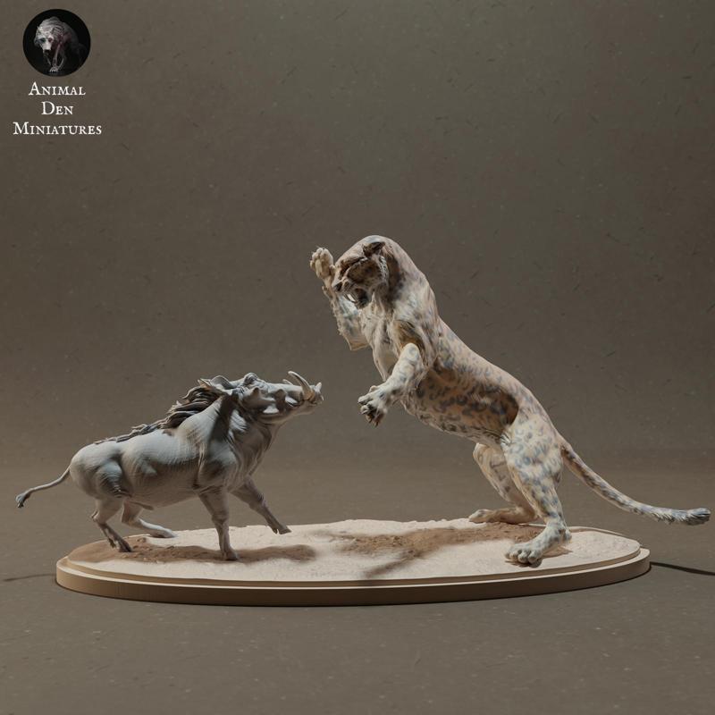 Leopard Hunting Warthog