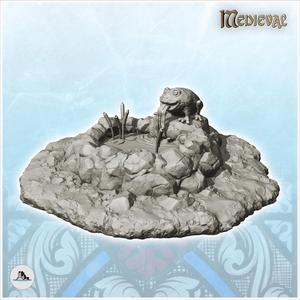 Marsh pond with toad and plant (1) - Medieval Gothic Feudal Old Archaic Saga 28mm 15mm