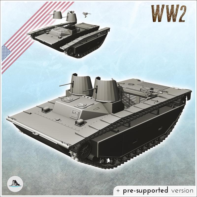 LVT-2A Buffalo II american amphibious landing craft (2) - USA US Army Western Front Normandy WWII Pacific