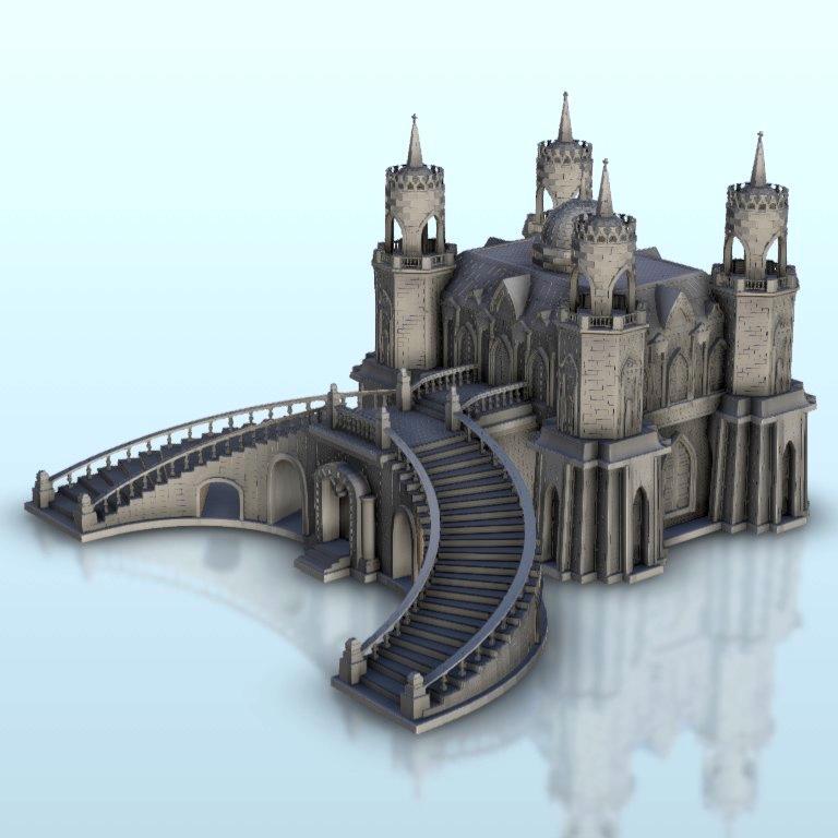 Gothic palace with entrance stairs - Middle Age SAGA Medieval Fantasy Building Tabletop