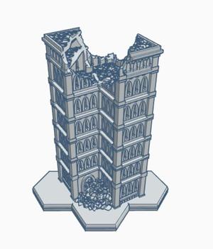 Gothic Ruined Building 37 with Hex Base GRHB037