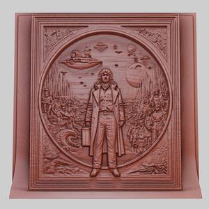 The Hitchhiker's Guide to the Galaxy 3d printer relief medallion obj stl