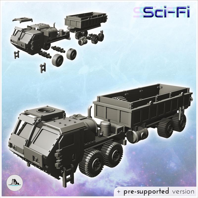 Futuristic truck with armored cab (trailer version) (24) - Future Sci-Fi SF Post apocalyptic Tabletop Scifi Wargaming Planetary exploration RPG Terrain
