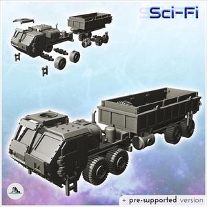 Futuristic truck with armored cab (trailer version) (24) - Future Sci-Fi SF Post apocalyptic Tabletop Scifi Wargaming Planetary exploration RPG Terrain