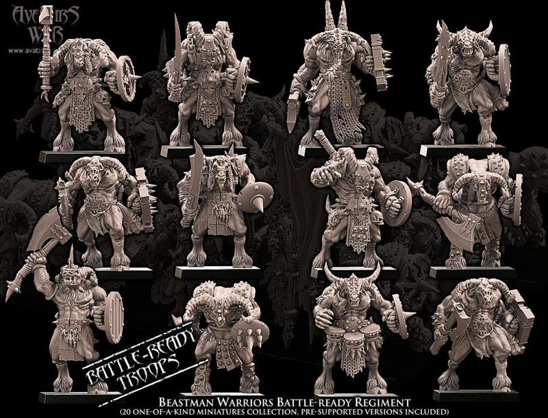 Beastman Warriors Battle-Ready regiment (20 Beastmen)