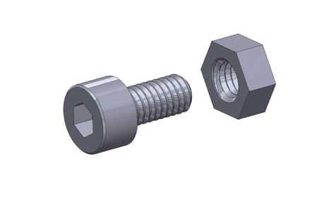 M5 x 10mm bolt DIN 912 VG + M5 nut DIN934 Nut Screw