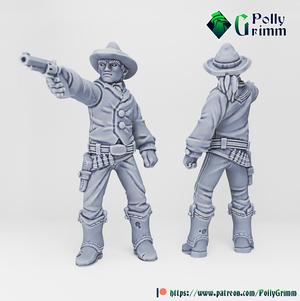 Tabletop historic miniature. Wild west set. Cowboy with gun