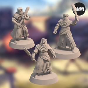 Night s Cult Rioters (3 unique miniatures) - 3D printable miniature - STL file