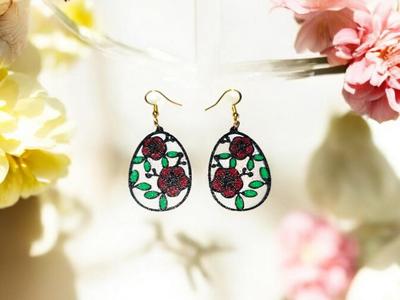 Floral egg earrings