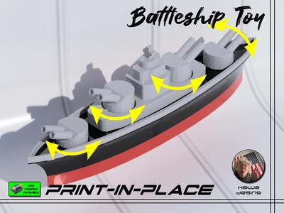 Battleship Toy with Rotating Turrets