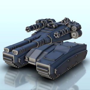 SF tank with main gun and miniguns 4 (+ supported version) - MechWarrior Scifi Science fiction SF 40k