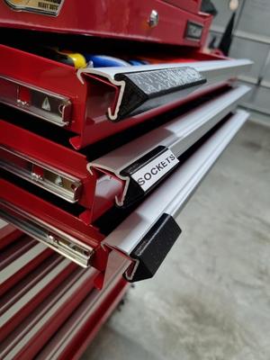 Angled Label Clips for Toolchest Drawer