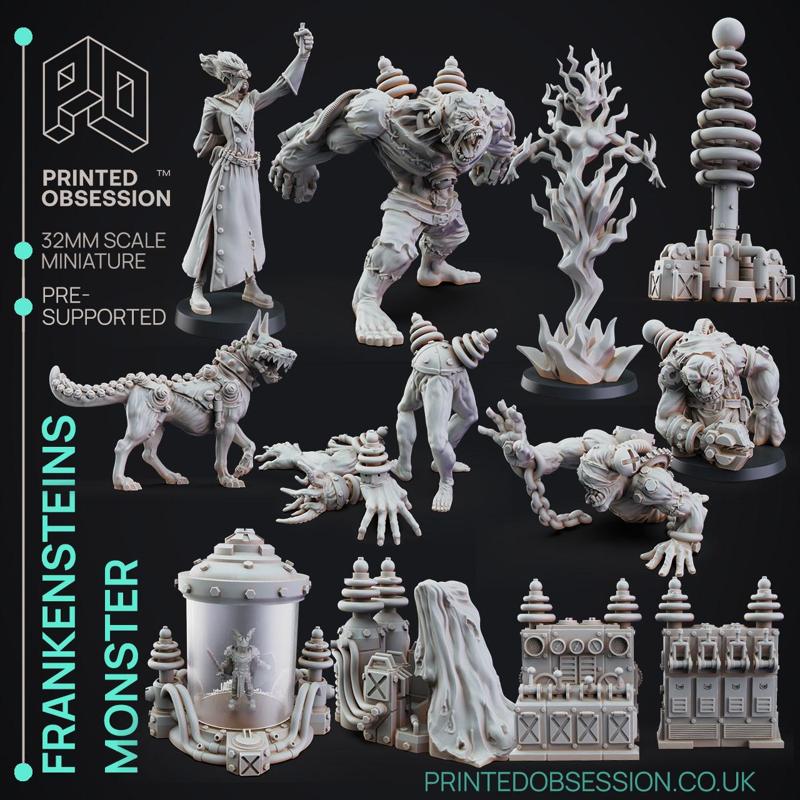 Frankensteins Monster - Pack of 14 models - PRESUPPORTED - Halloween - 32mm scale