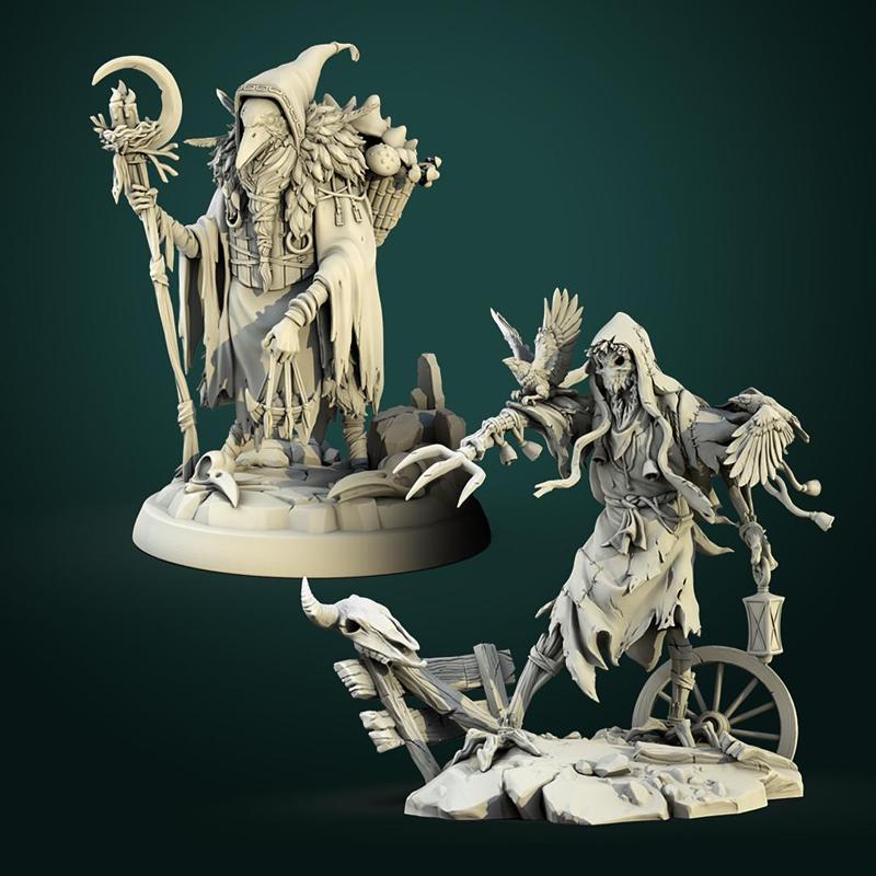 Haunted Scarecrow and Kenku Druid 32mm pre-supported