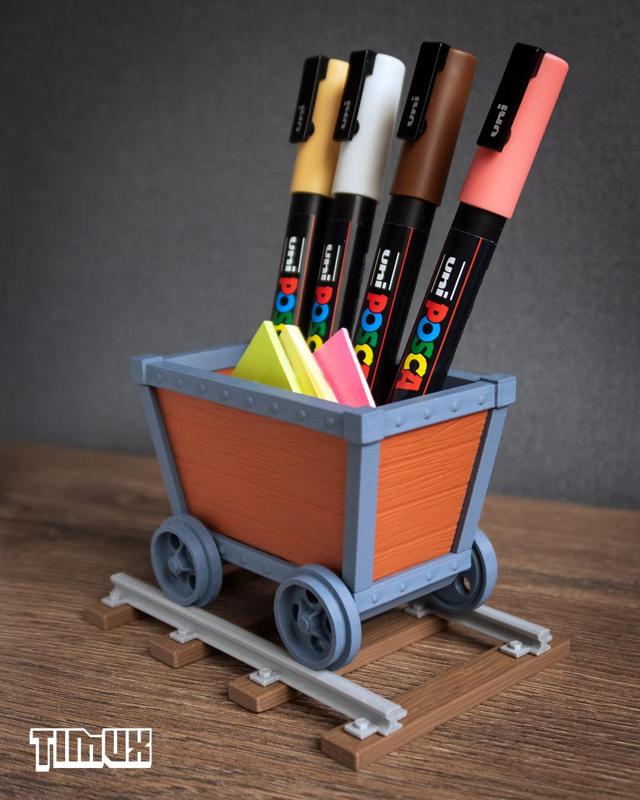 VINTAGE MINECART - PEN HOLDER