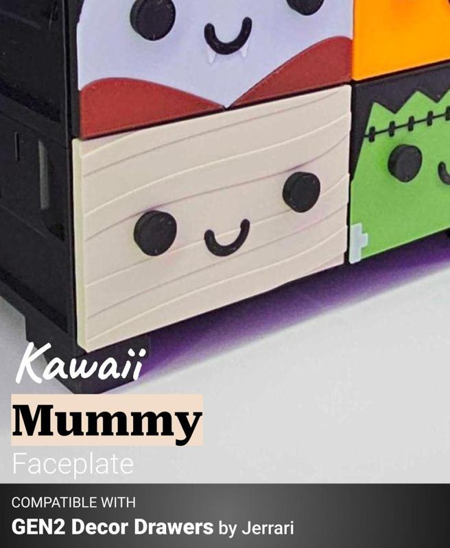 Mummy Faceplate for GEN2 Decor Drawers | Kawaii Halloween Friends
