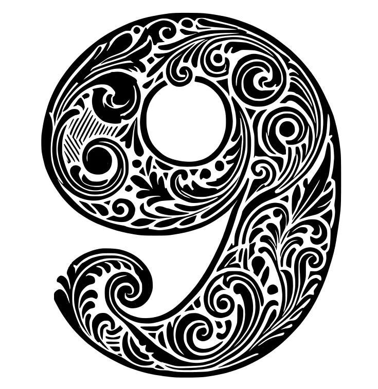 Ornamental number 6 or 9 (5)   