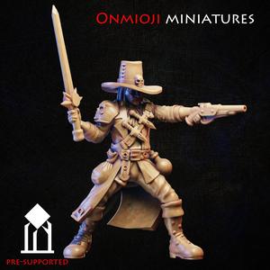 Witch hunter with a sword and pistol