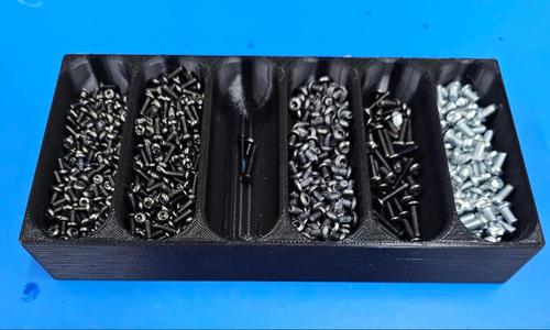 6-bowl storage bin for small screws and parts. 