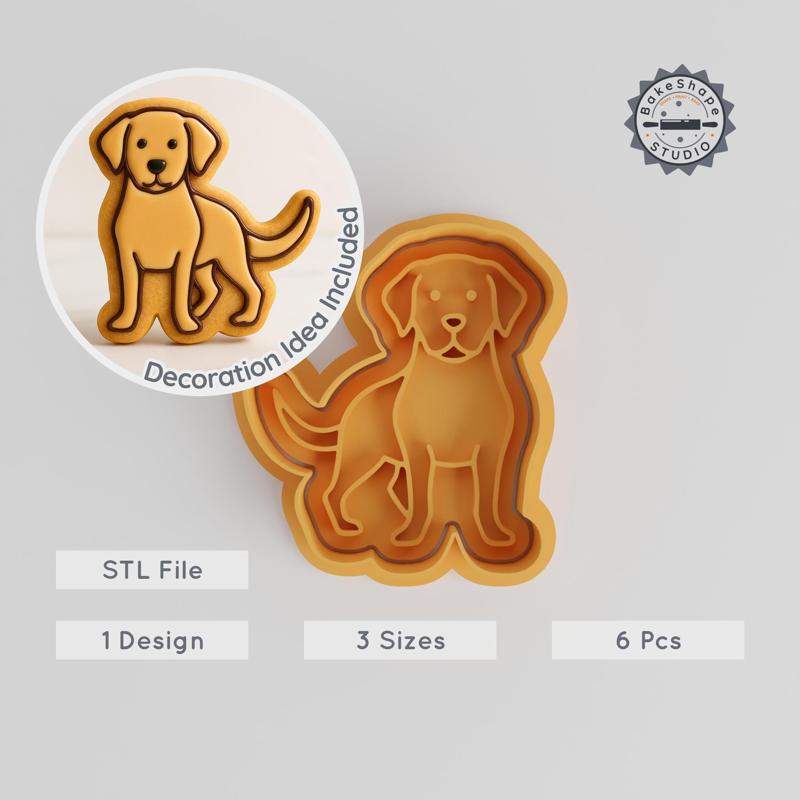 Labrador Retriever Cookie Cutter & Stamp Set, 6 Pieces, Dog Breed Design, Perfect for Cookies, Fondant, in S/M/L PRODUCT_282