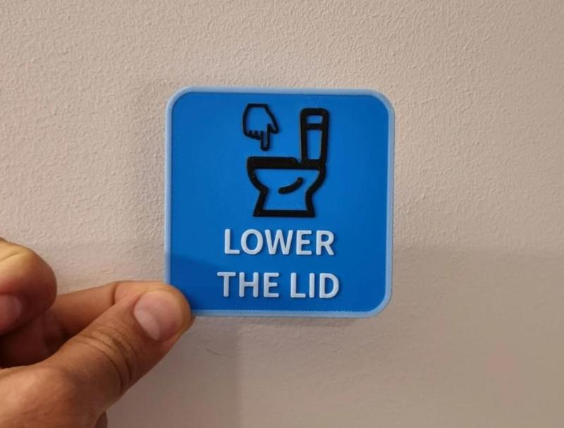 Toilet Lower the lid Sign in EN/PT