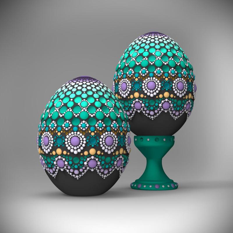 Ornate Dot Art Egg #3 Decor/Container
