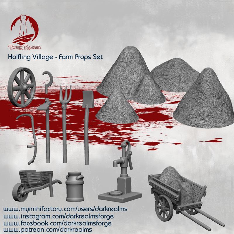Dark Realms Halfling Village Farm Props Set
