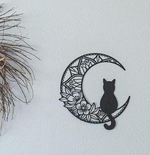 Black Cat And Moon Wall Art
