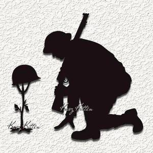 kneeling to fallen soldier wall art home decor