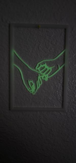 One Line picture "Lovers Hands" with frame (hands not floating)