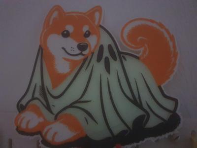 Cute Shiba in Ghost Costume