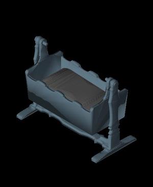 Dollhouse / playhouse swinging Cradle 1/12 scale V2.5