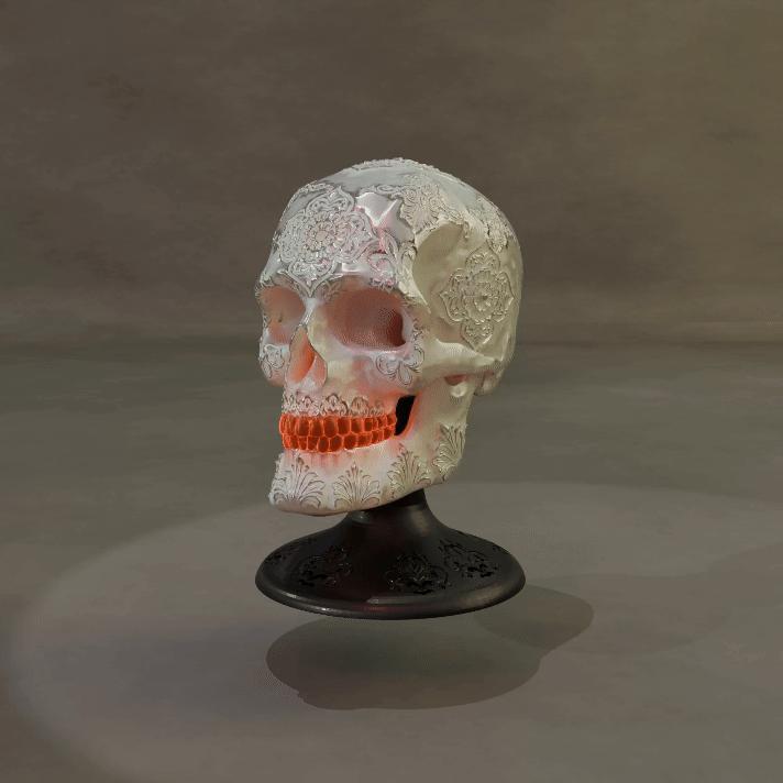 Dia de los Muertos Sugar Skull with Flowers 